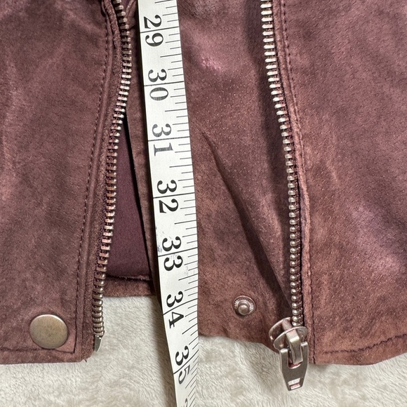 Blank NYC SL8 100% Leather Plum Purple Brown Zip Front Collared Moto Jacket S - Picture 3 of 16